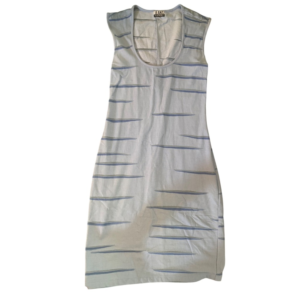 Iceberg Jeans Vintage Blue Abstract Stripe Knit Scoop Neck Dress Made in Italy